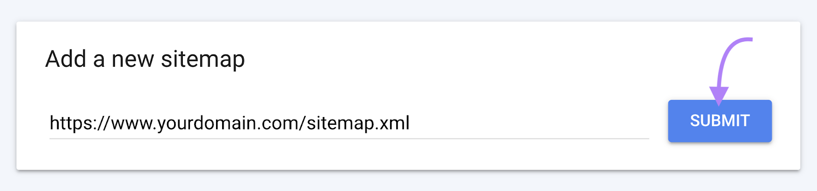 URL entered into the “Add a new sitemap” section